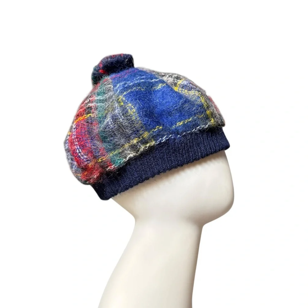 Handcrafted in Scotland Plaid Wool Scarf and Beret - Picture 6 of 11